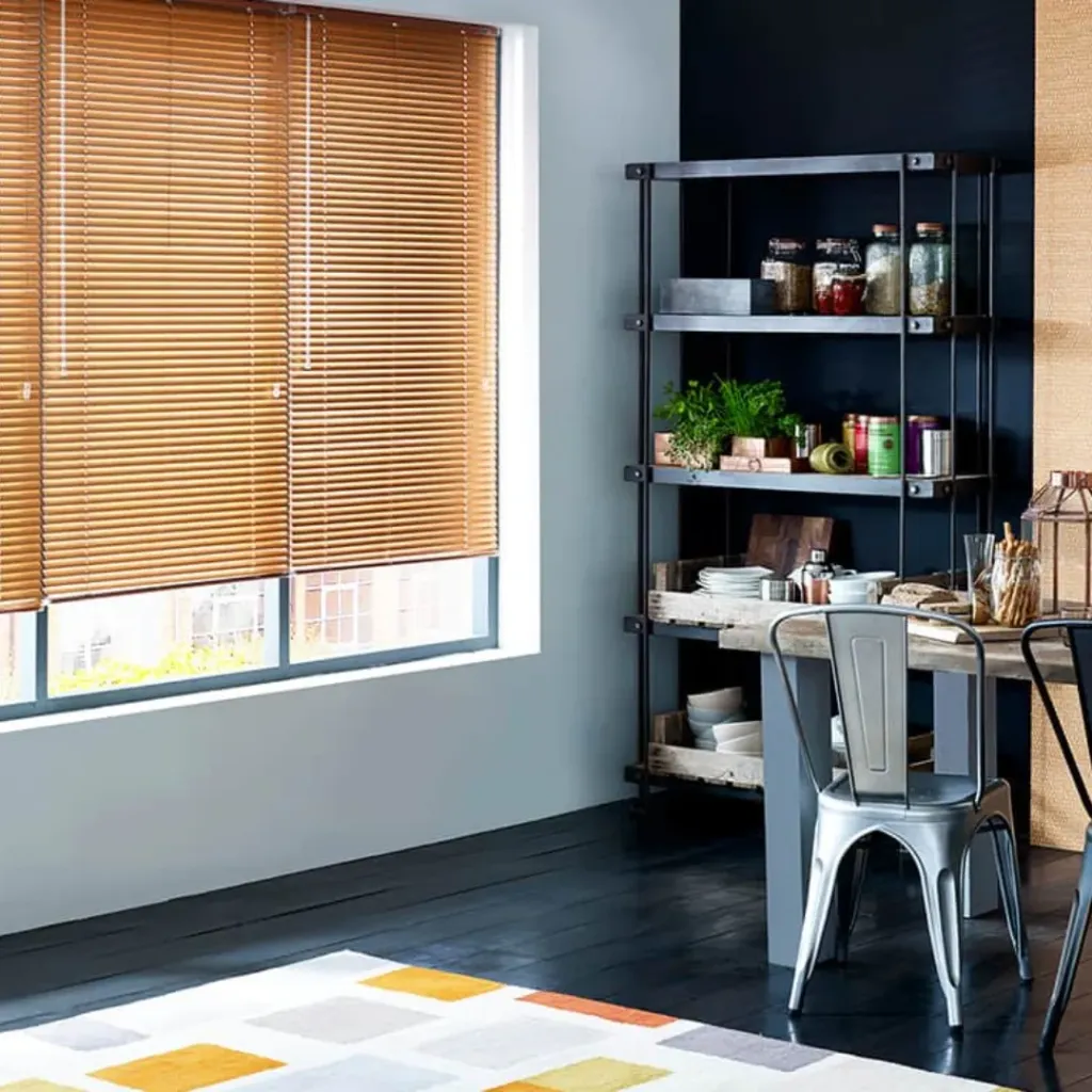 Wooden blinds in a study