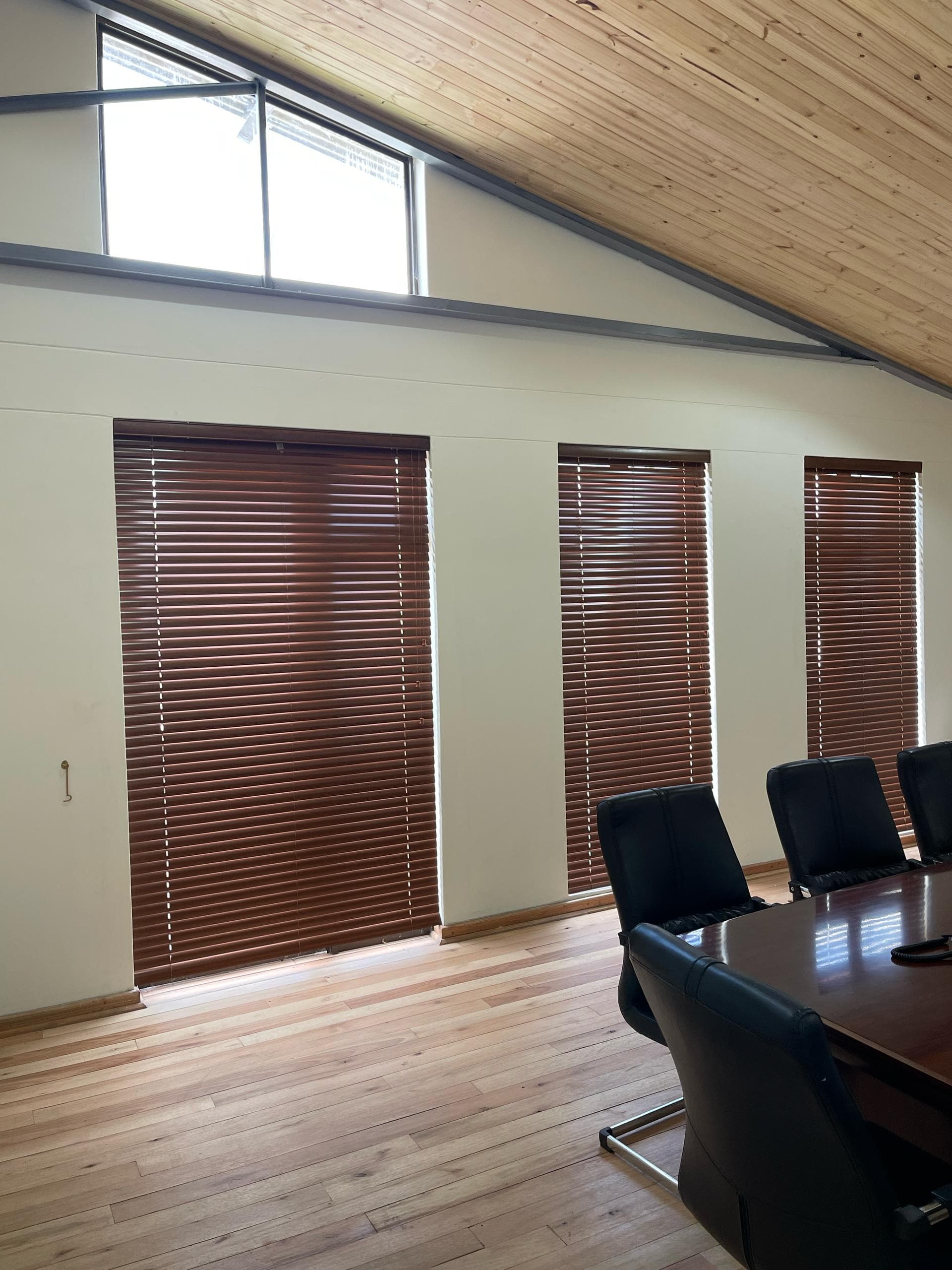 Wooden blinds in a study