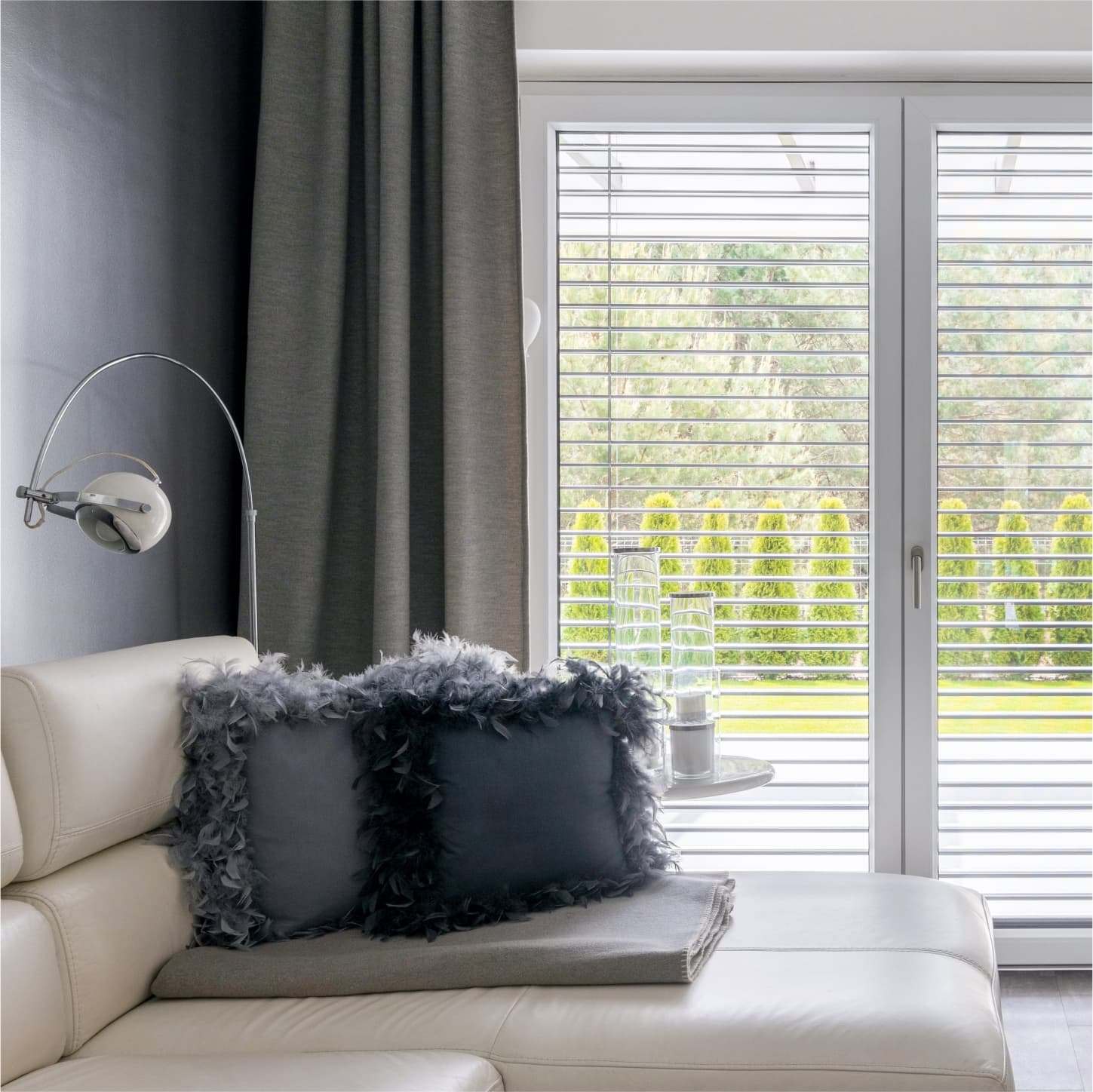 Wooden blinds in a study